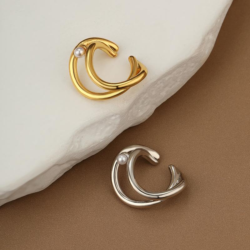 LEMOMO 【片耳用】イヤーカフ パール レイヤード イヤーカフス イヤカフ イヤリング 金属アレルギー対応 18K かわいい ジュエリー ゴールド シルバー 韓国 |  | 04