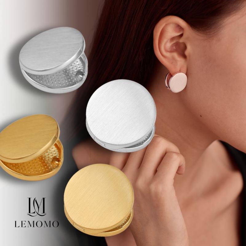 LEMOMO ピアス プレート サークル 丸 金属アレルギー ワンタッチ キャッチレス ニッケルフリー おしゃれ レディース インスタ 韓国 人気 トレンド 大人 | 