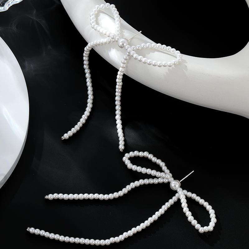 LEMOMO ピアス パール リボン ロング 揺れる シルバー925　金属アレルギー対応 韓国 おしゃれ インスタ |  | 03