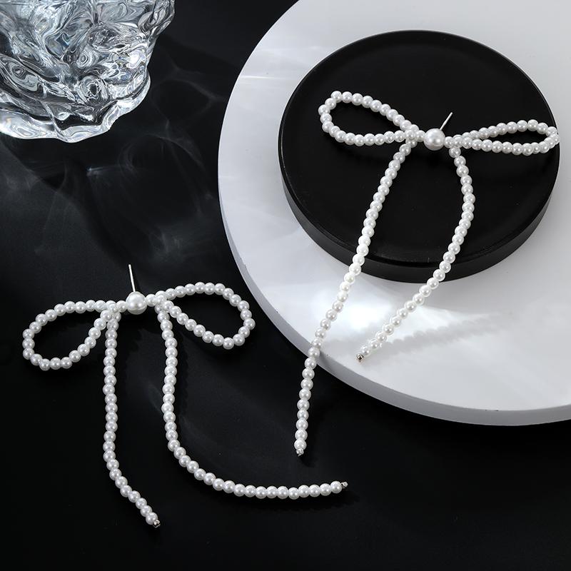 LEMOMO ピアス パール リボン ロング 揺れる シルバー925　金属アレルギー対応 韓国 おしゃれ インスタ |  | 04