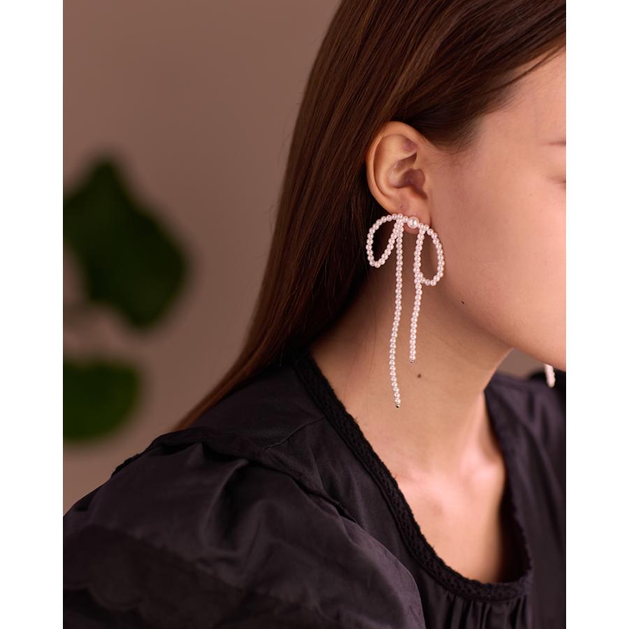 LEMOMO ピアス パール リボン ロング 揺れる シルバー925　金属アレルギー対応 韓国 おしゃれ インスタ |  | 05