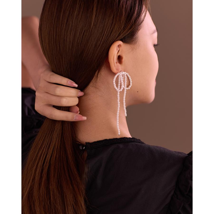 LEMOMO ピアス パール リボン ロング 揺れる シルバー925　金属アレルギー対応 韓国 おしゃれ インスタ |  | 09