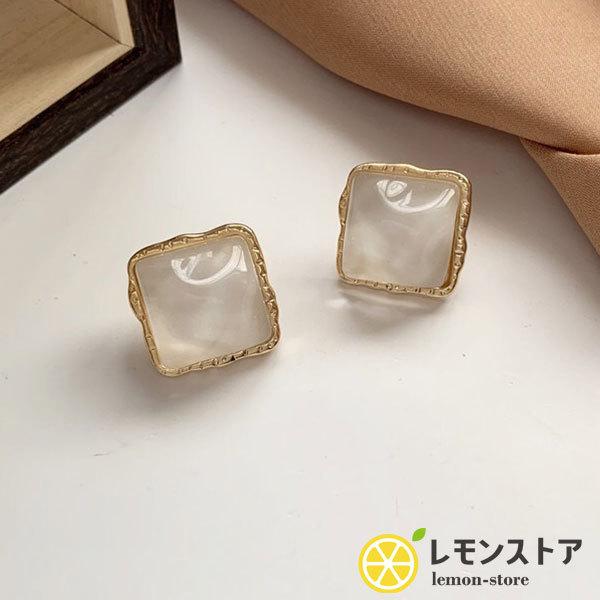 大感謝セール イヤリング ネジバネ式イヤリング 大ぶり 大きめ ひし形 四角 スクエアイヤリング ラインストーン 送料無料 ゆうパケット | 