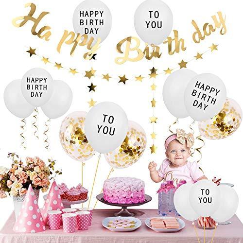 お取り寄せ 飾り ハッピーバースデー 付け 風船セット 誕生日 飾りバルーン 誕生日 Xuanmiao ナチュラル 女の子男の子 誕生日プレゼント シンプル 室内装飾 Www We Job Com