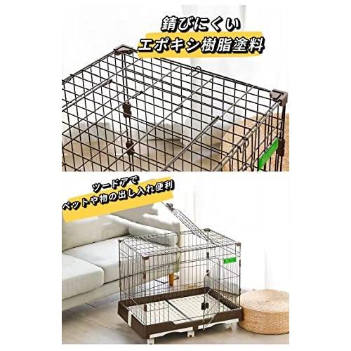 新品本物 キャスター付 引き出し付 トイレ付き ルームケージ ペットケージ 大型サイズ 99 62 71cm 猫 ブラウン 1段 組立簡単 キャットゲージ 犬用品 Innovex Lk