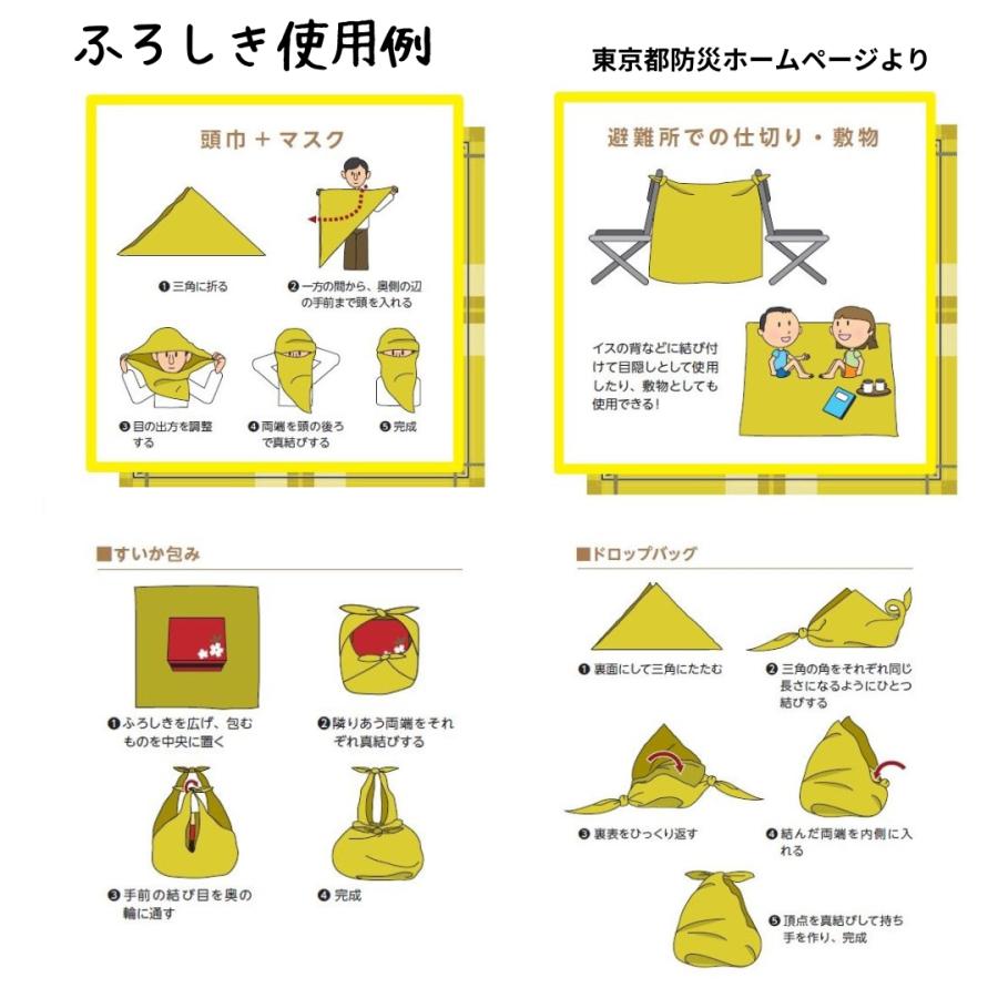 ふろしき 風呂敷 防災 katakata 風呂敷 むす美 50cm カタカタ クマ イエロー 日本製 20011-102 小布｜lemur｜10