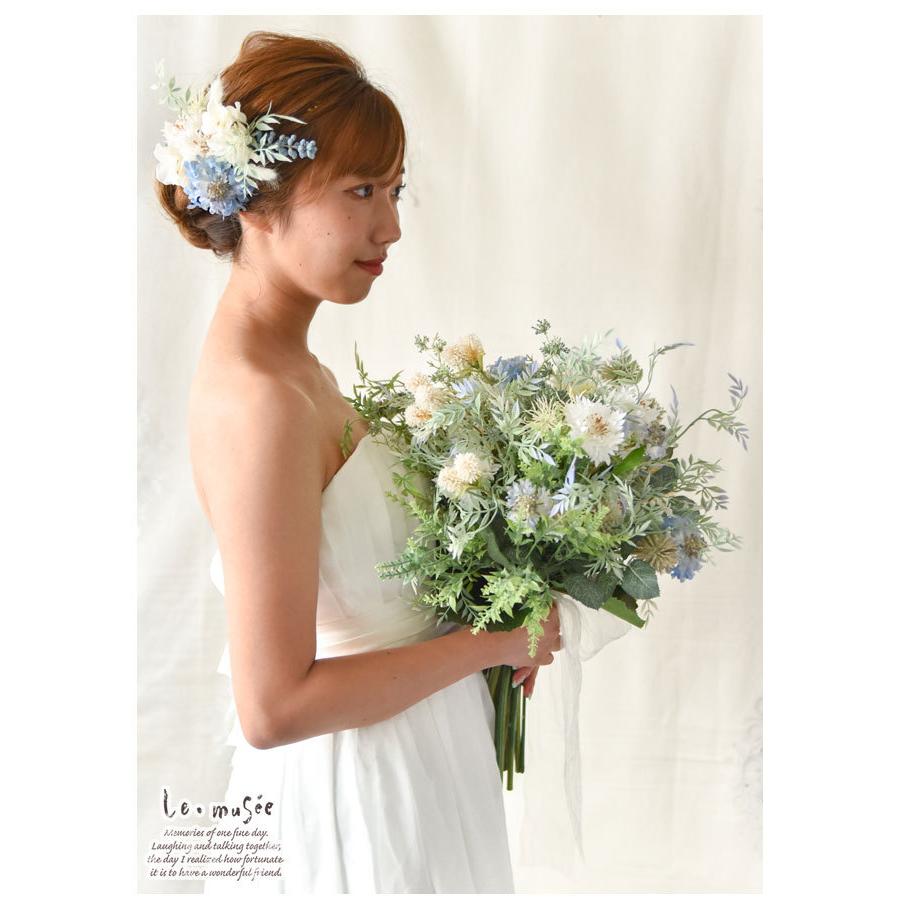 在庫僅少 ウェディングブーケ レンタル フォトウェディング 前撮り 結婚式 送料無料 造花 付き ブートニア ヘッドドレス ブルージーン ナチュラルクラッチブーケ レディースファッション