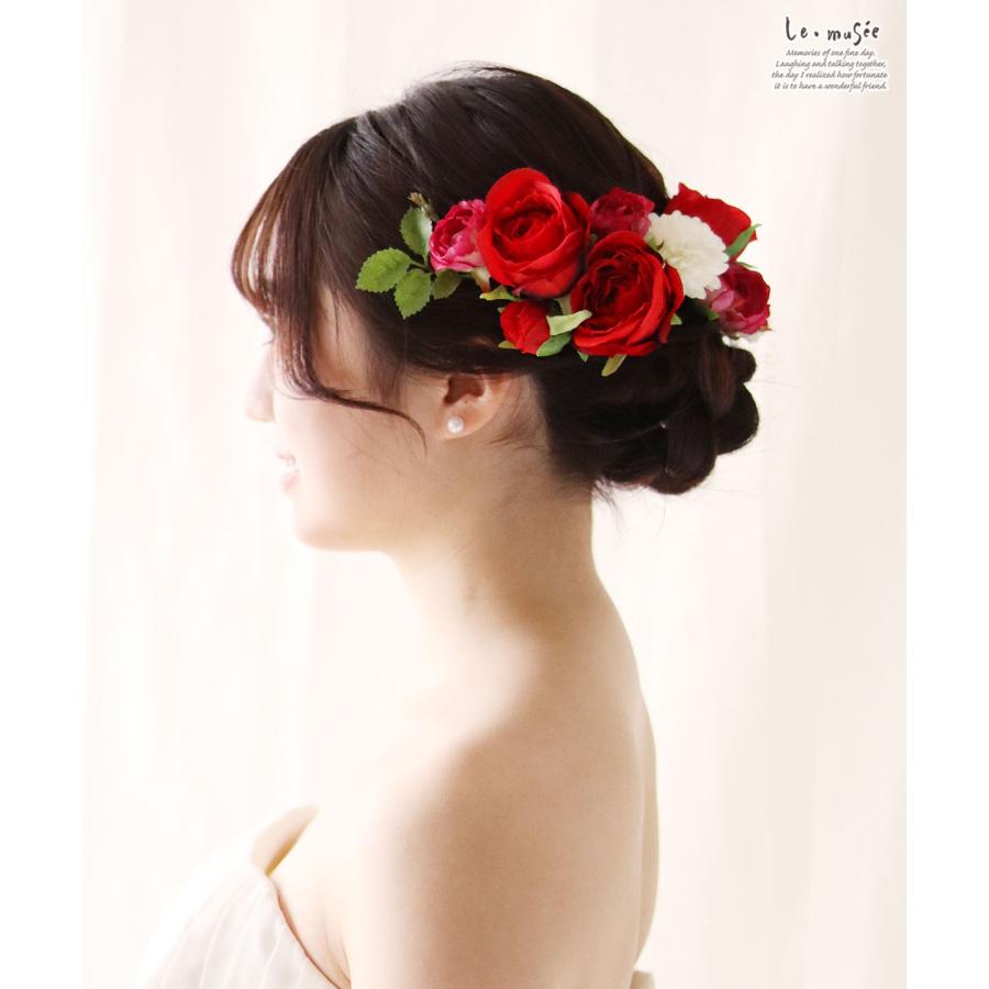 赤系のゴージャスな髪飾り ヘッドドレス ヘアアクセサリー 成人式 結婚式 ヘッドドレス 髪飾り 成人式 袴 振袖 花 人気 赤 レッド ヘア