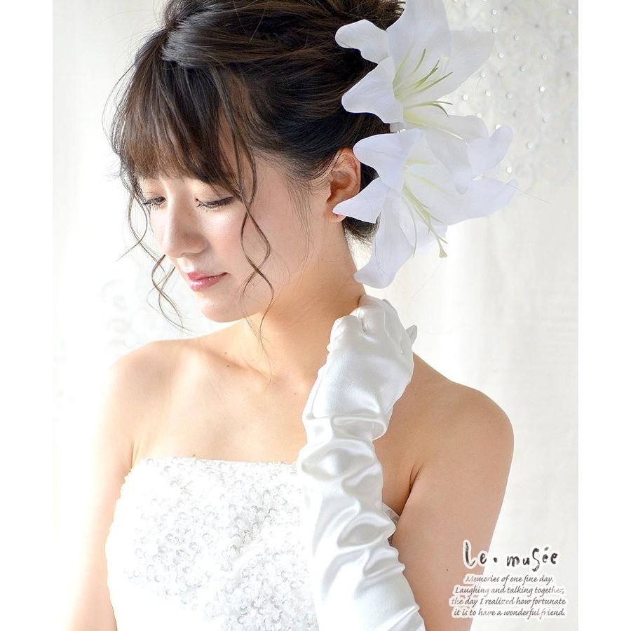 【3→2着に変更】白いドレス2着(髪飾り付)4点セット ヘッドドレス ウェディング 髪飾り カサブランカ 2輪 白 大きい