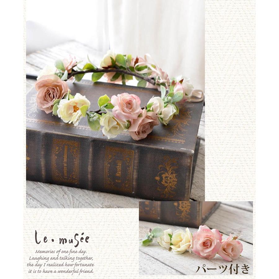 花冠 ヘッドドレス ウェディング 髪飾り 結婚式 ブライダル ヌーディベージュのミニバラとグリーンの花冠 ウエディング専門店 ミュゼ 通販 Yahoo ショッピング
