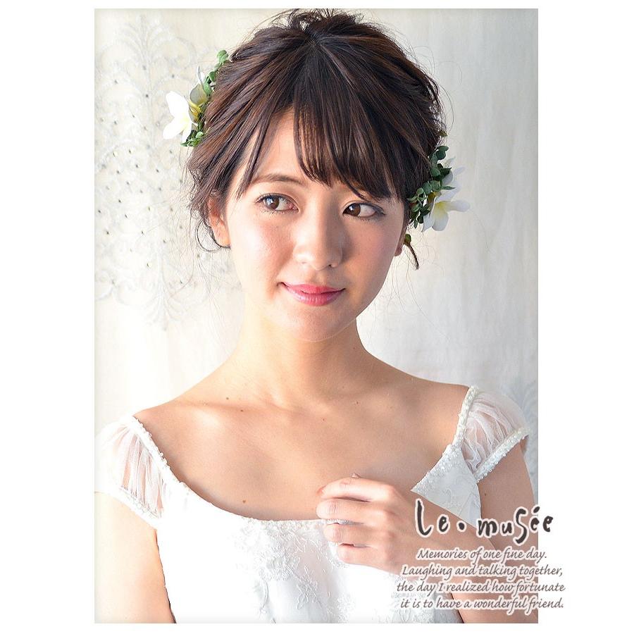 花冠 ヘッドドレス ウェディング 髪飾り ハワイ ナチュラル 結婚式 ブライダル プルメリア ２パーツ 造花 030 ウエディング専門店 ミュゼ 通販 Yahoo ショッピング