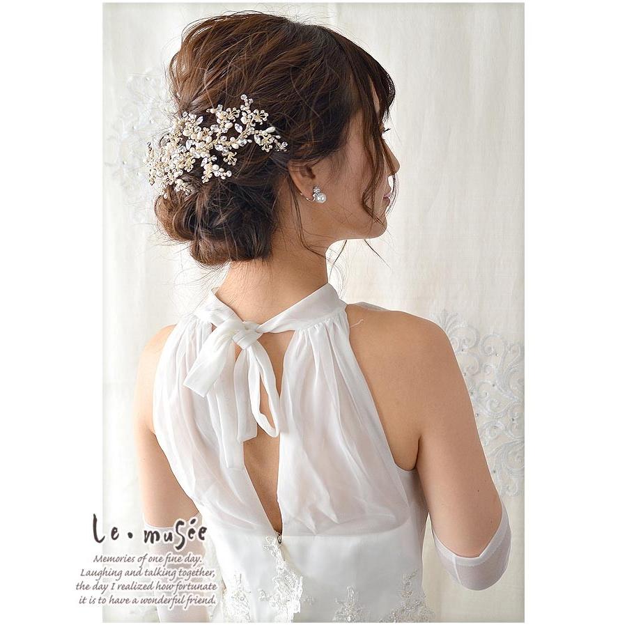 ヘッドドレス ウェディング ビジュー 髪飾り ゴールド 白無垢 色打掛 和装 成人式 袴 振袖 卒業式 結婚式 ブライダル 着物 クラリス ウエディング専門店 ミュゼ 通販 Yahoo ショッピング