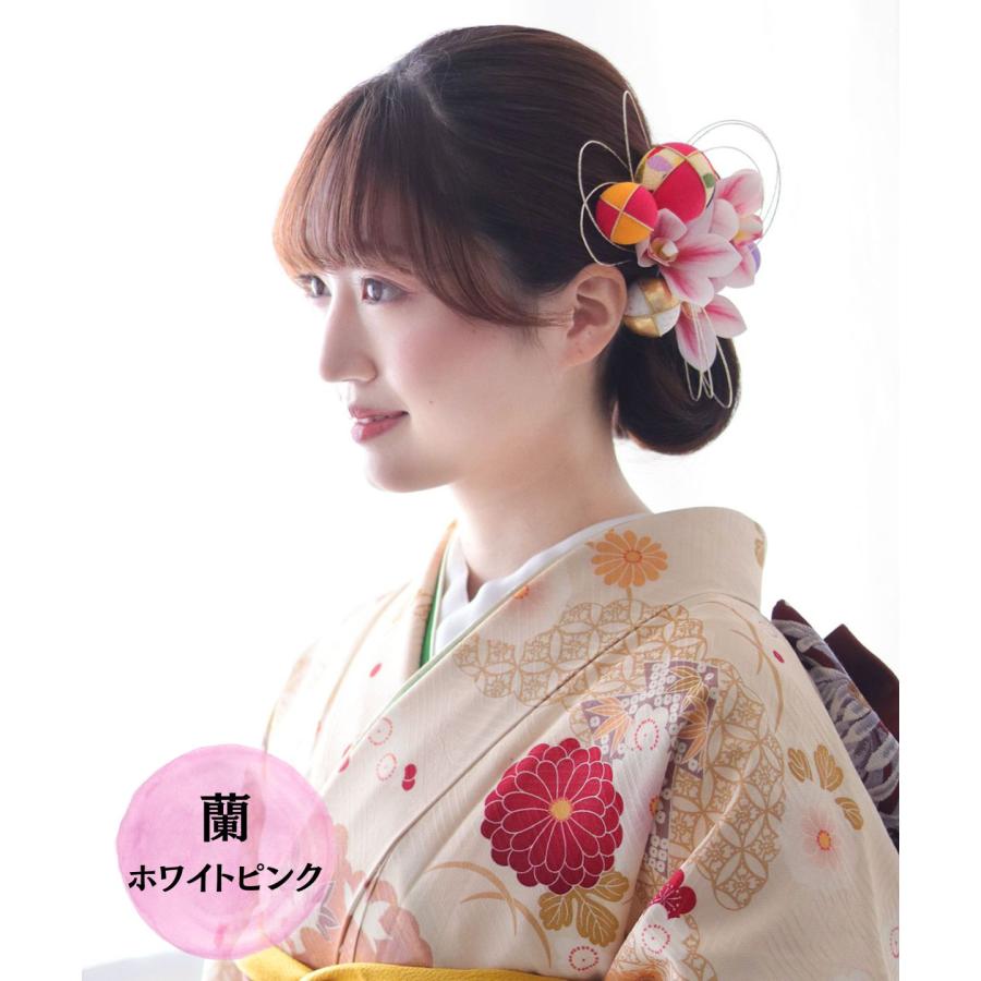 和装 成人式 髪飾り 桃手毬と水引飾り | 水引 白無垢 色打掛