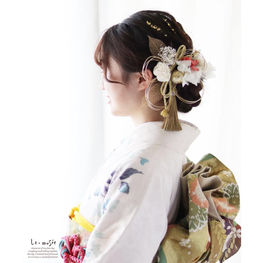 和装 成人式 髪飾り 花 水引 袴 卒業式 セット ヘッドドレス フォーマル ウェディング 結婚式 白無垢 色打掛 ゴールド ドライフラワー シャイニーブロッサム |  | 17