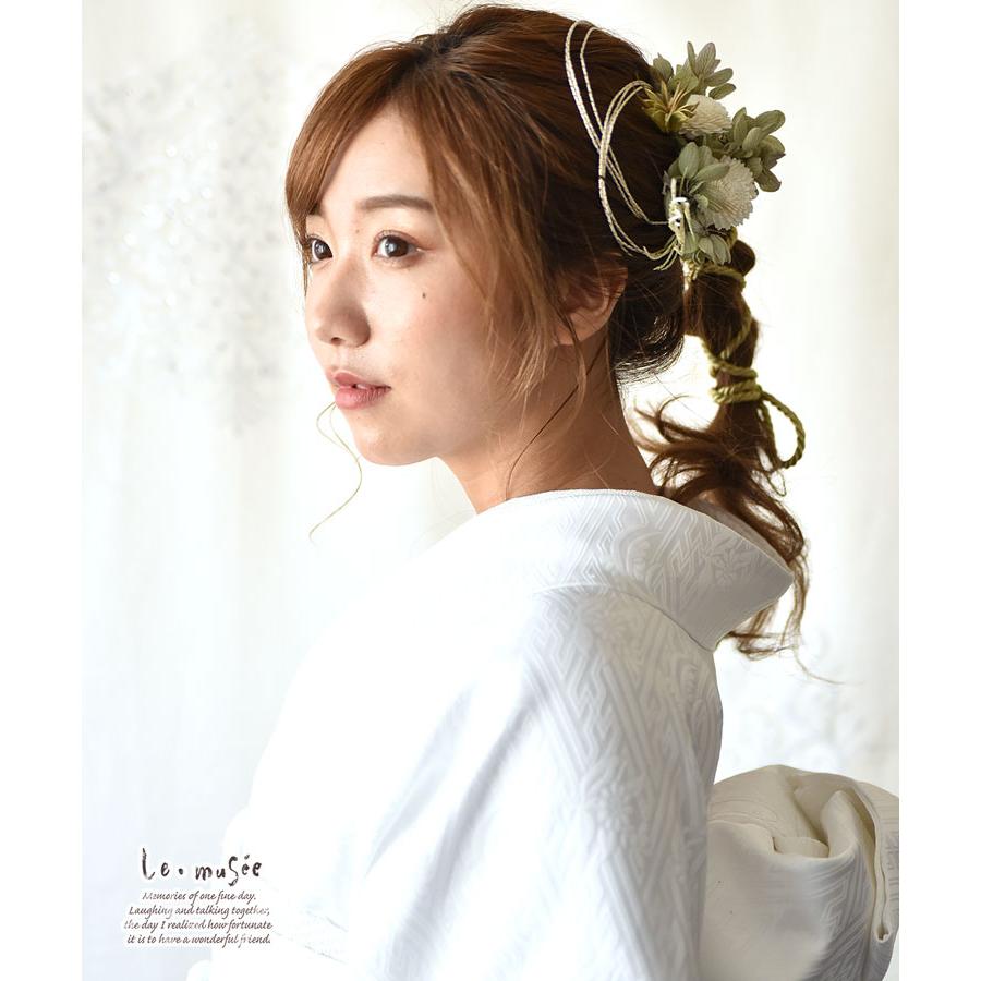 ドライフラワー 成人式 袴 髪飾り 紐 水引 金箔 和装 ナチュラル