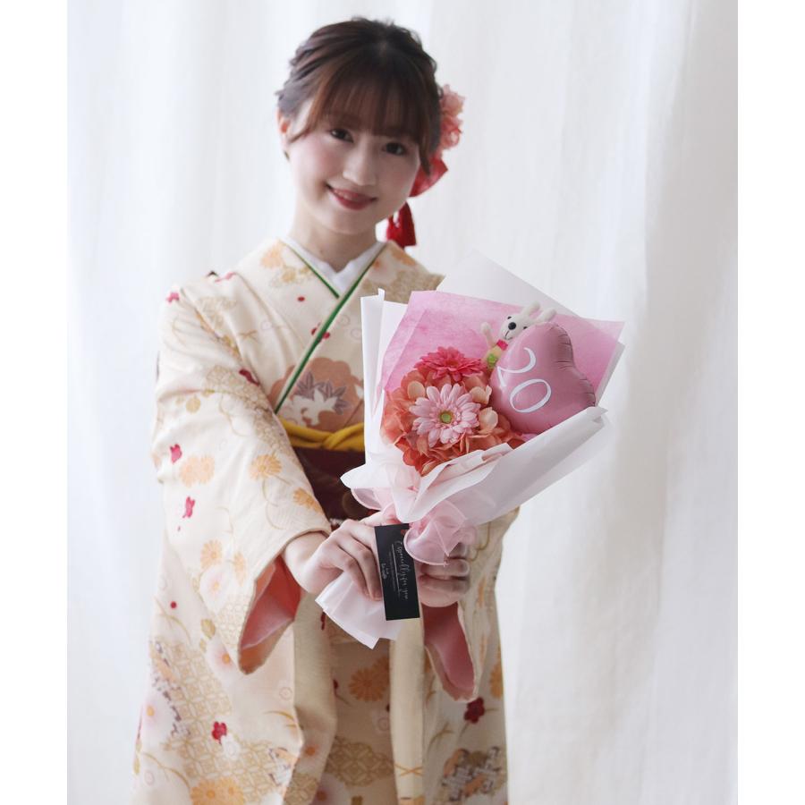 フラワー花束 753 誕生日 祝い 名入れ  うさぎちゃんブーケ |七五三 卒業式 卒園式 入学 入学式 発表会 送別会 ブーケ   造花 風船 大きい プレゼント ギフト |  | 18