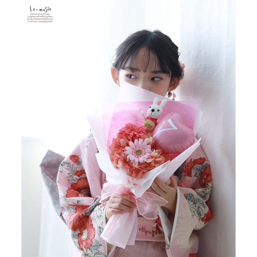 フラワー花束 753 誕生日 祝い 名入れ  うさぎちゃんブーケ |七五三 卒業式 卒園式 入学 入学式 発表会 送別会 ブーケ   造花 風船 大きい プレゼント ギフト |  | 03