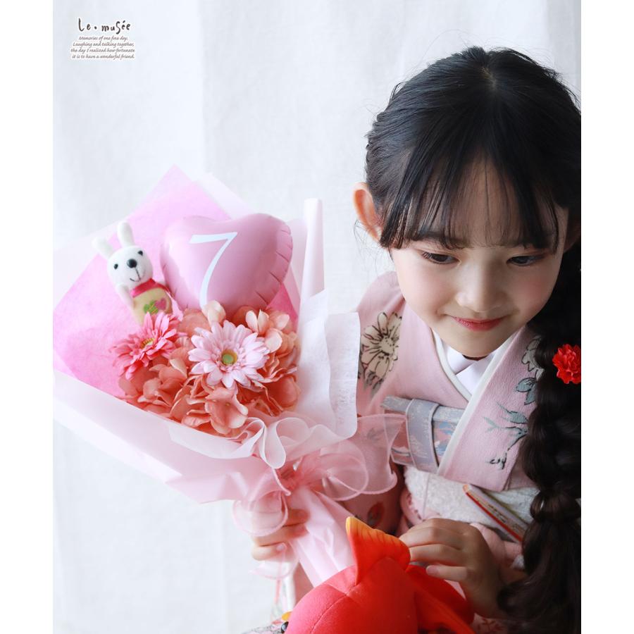フラワー花束 753 誕生日 祝い 名入れ  うさぎちゃんブーケ |七五三 卒業式 卒園式 入学 入学式 発表会 送別会 ブーケ   造花 風船 大きい プレゼント ギフト |  | 04