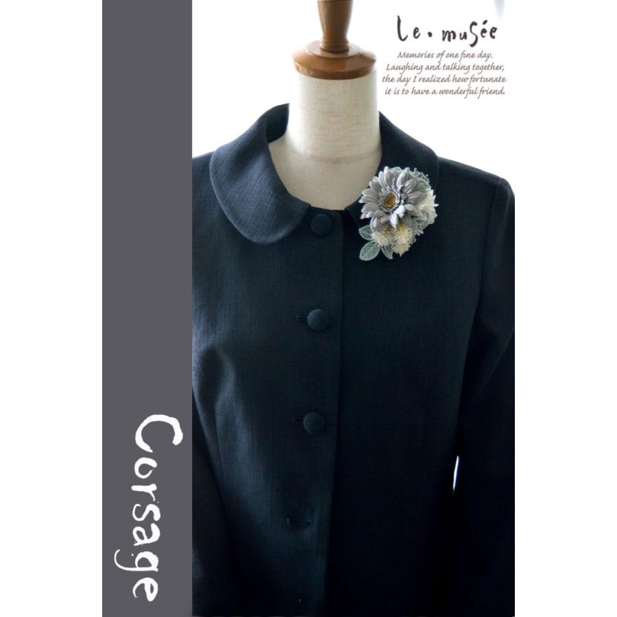 コサージュ 入学 入園式 親 卒業式 結婚式 おしゃれ フォーマル 親族 卒園式 レース グレイガーベラ 青 |  | 02