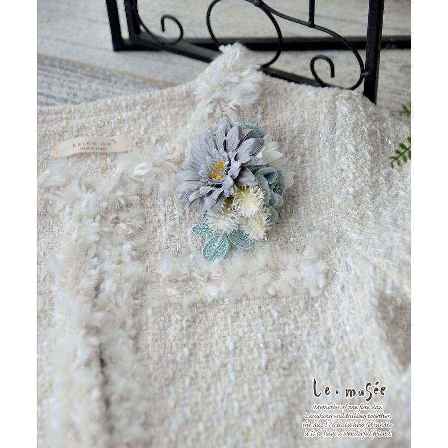 コサージュ 入学 入園式 親 卒業式 結婚式 おしゃれ フォーマル 親族 卒園式 レース グレイガーベラ 青 |  | 03