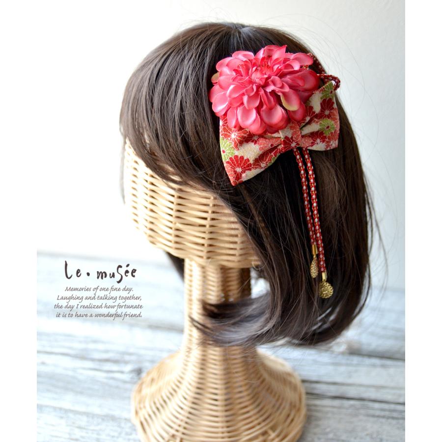 七五三 髪飾り ちりめん つまみ細工 花 リボン 3歳 7歳 子供 和装