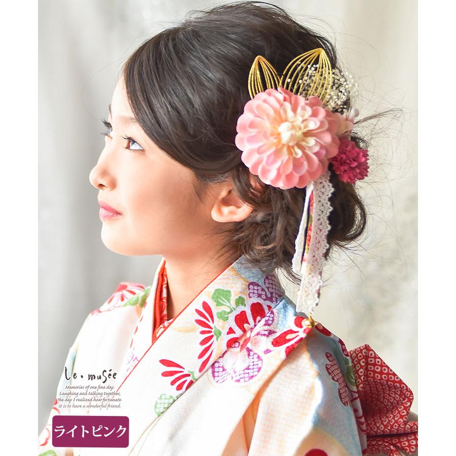 七五三 髪飾り 花とレースの和装かみかざり 2色 | 753 花 ヘッドドレス
