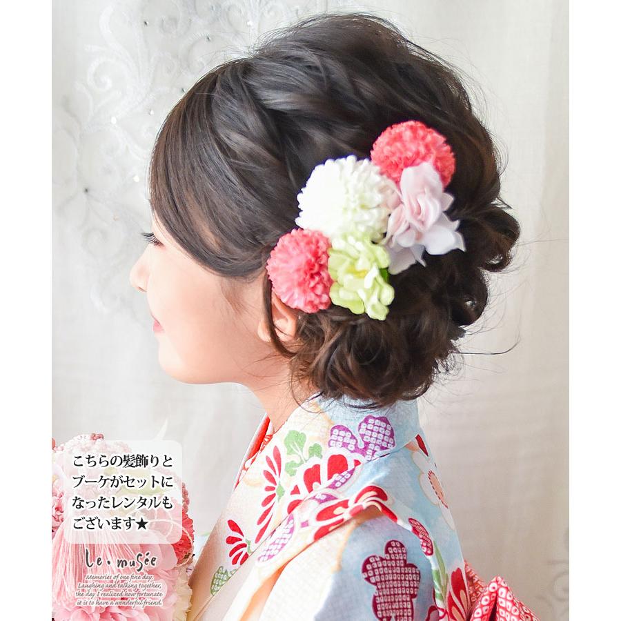 七五三 髪飾り ピンクパステルの和装かみかさざり | 753 花