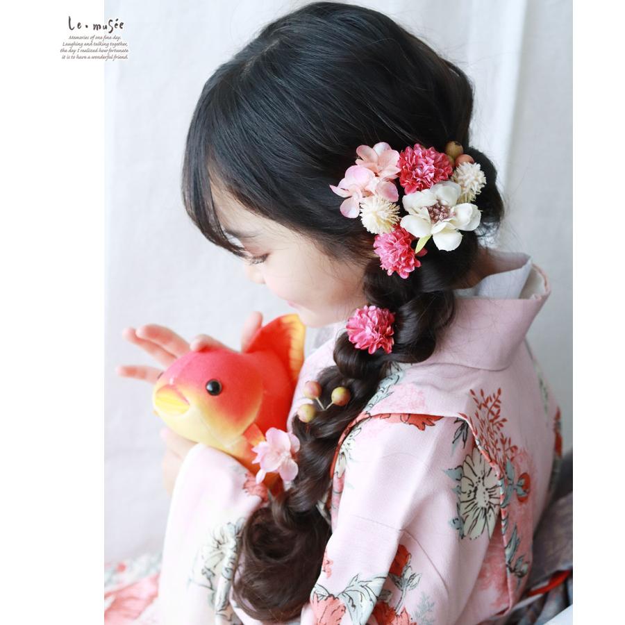 七五三 髪飾り ナチュラルピンポンマム | チュール 753 花 ヘッド