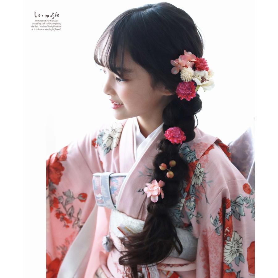 七五三 髪飾り ナチュラルピンポンマム | チュール 753 花 ヘッド