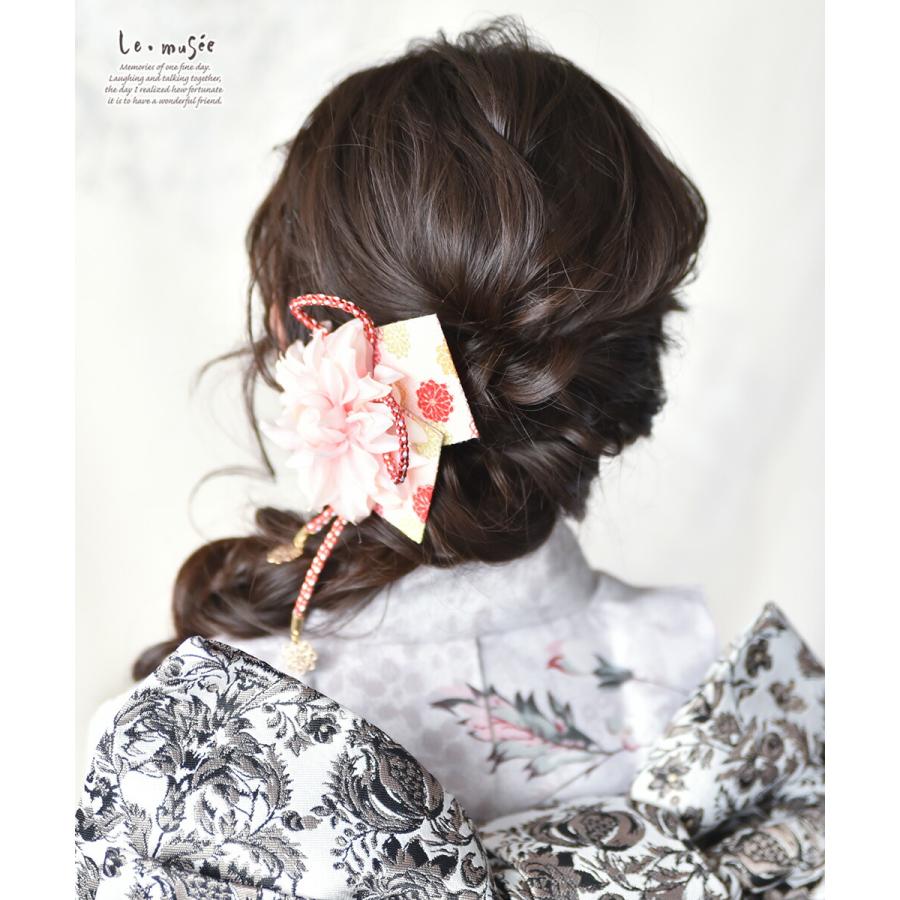 七五三 髪飾り 和柄リボンとダリア飾り | ダリア ピンク 赤 753 花