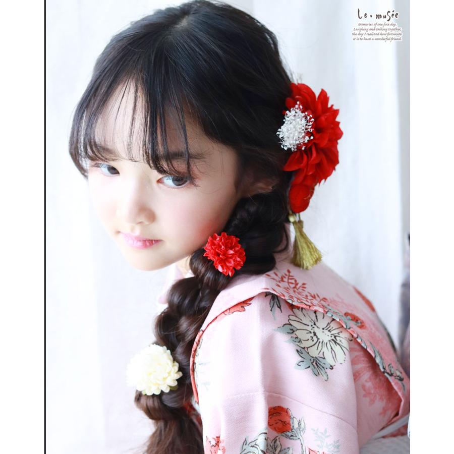 七五三 髪飾り ダリアとちりめん梅飾り | 753 3歳 7歳 女の子 ピンク
