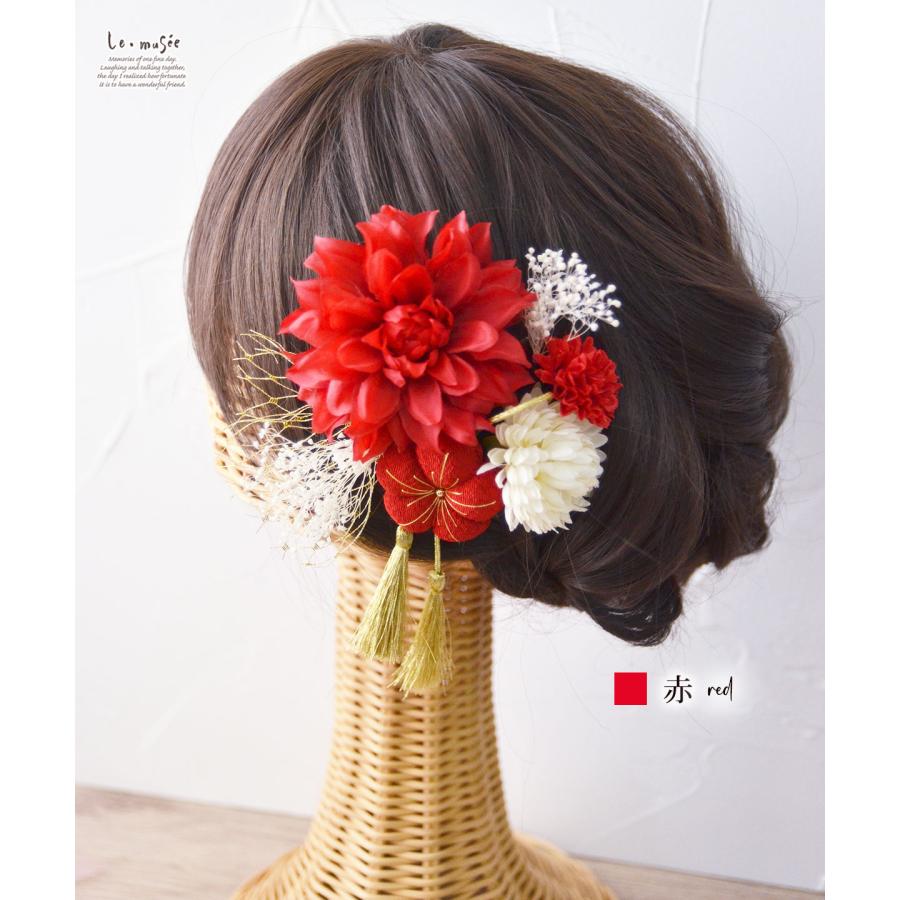 七五三 髪飾り ダリアとちりめん梅飾り | 753 3歳 7歳 女の子 ピンク