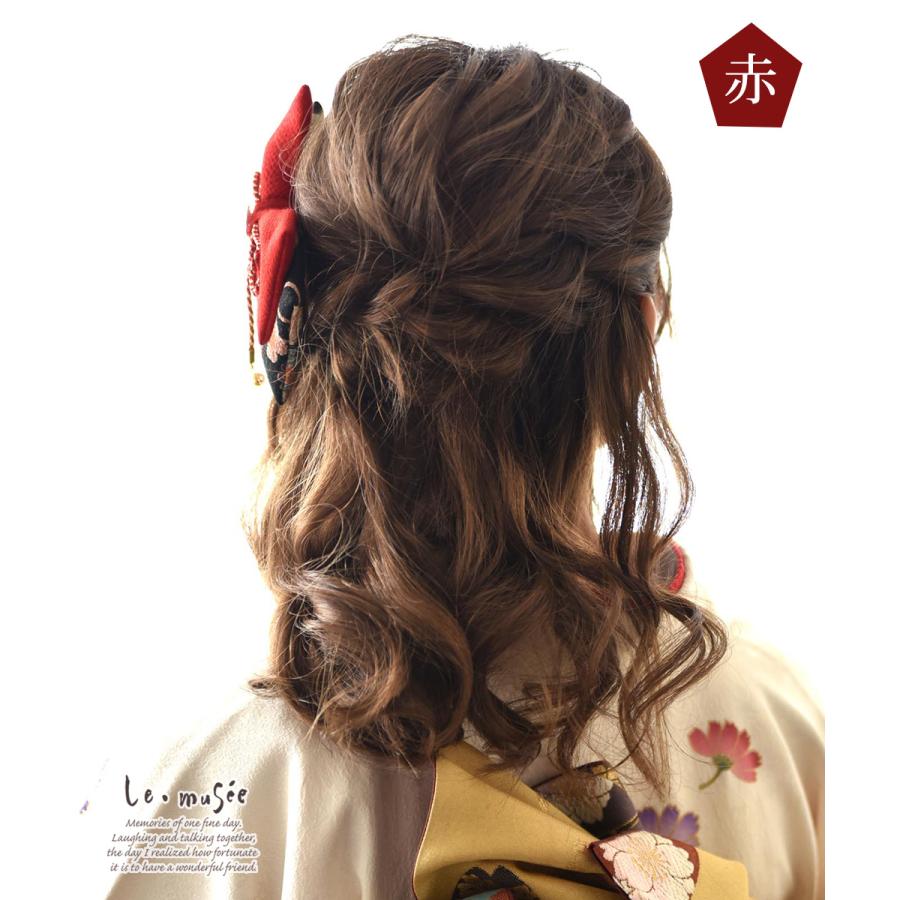 卒業式 成人式 袴 リボン 髪飾り 和装 ちりめん ふっくら ヘッドドレス 卒園式 大学 小学生 中学 古典モダン 全2色 結婚式 |  | 08