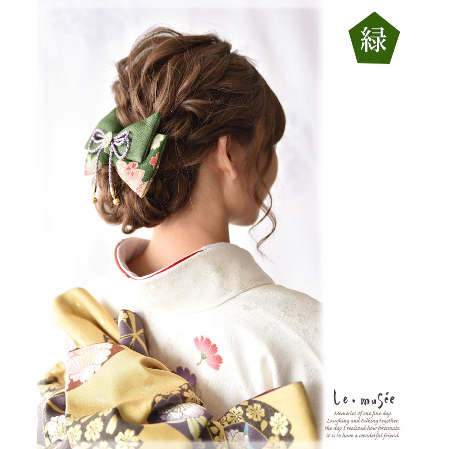 卒業式 成人式 袴 リボン 髪飾り 和装 ちりめん ふっくら ヘッドドレス 卒園式 大学 小学生 中学 古典モダン 全2色 結婚式 |  | 09