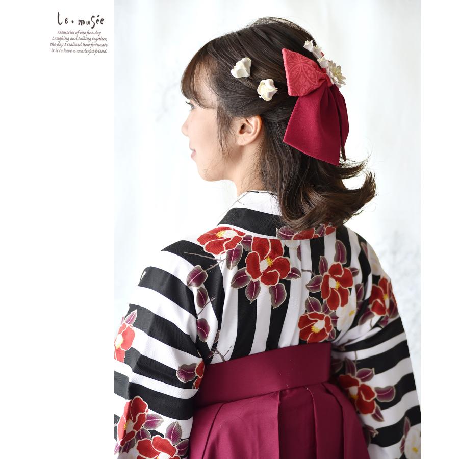 袴 髪飾り 卒業式 ツートーン リボン & 小花 | 花 ちりめん ハイカラ
