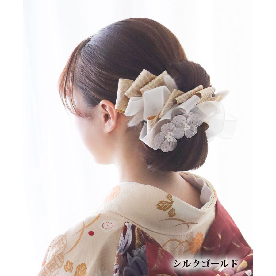 袴 髪飾り リュバン | リボン ゴールド ヘッドドレス 振袖 卒業式 卒園