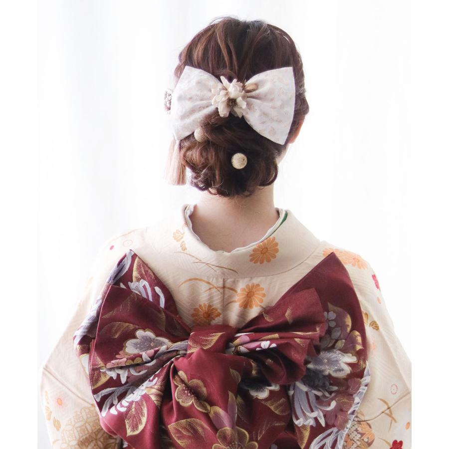 成人式 髪飾り 和装 リボン 袴 卒業式 花 ヘッドドレス セット タッセル 房 ウェディング 結婚式 シルクベージュ 卒園式 大学生 おしゃれ かわいい |  | 02