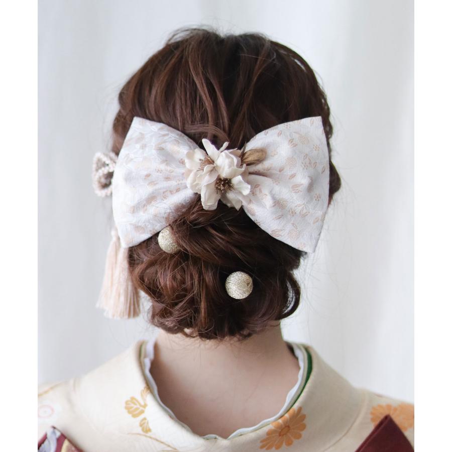 成人式 髪飾り 和装 リボン 袴 卒業式 花 ヘッドドレス セット タッセル 房 ウェディング 結婚式 シルクベージュ 卒園式 大学生 おしゃれ かわいい |  | 06
