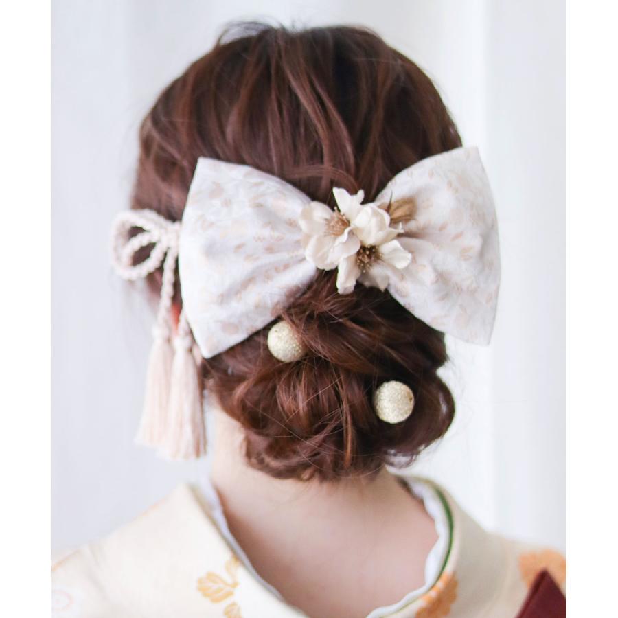 成人式 髪飾り 和装 リボン 袴 卒業式 花 ヘッドドレス セット タッセル 房 ウェディング 結婚式 シルクベージュ 卒園式 大学生 おしゃれ かわいい |  | 07