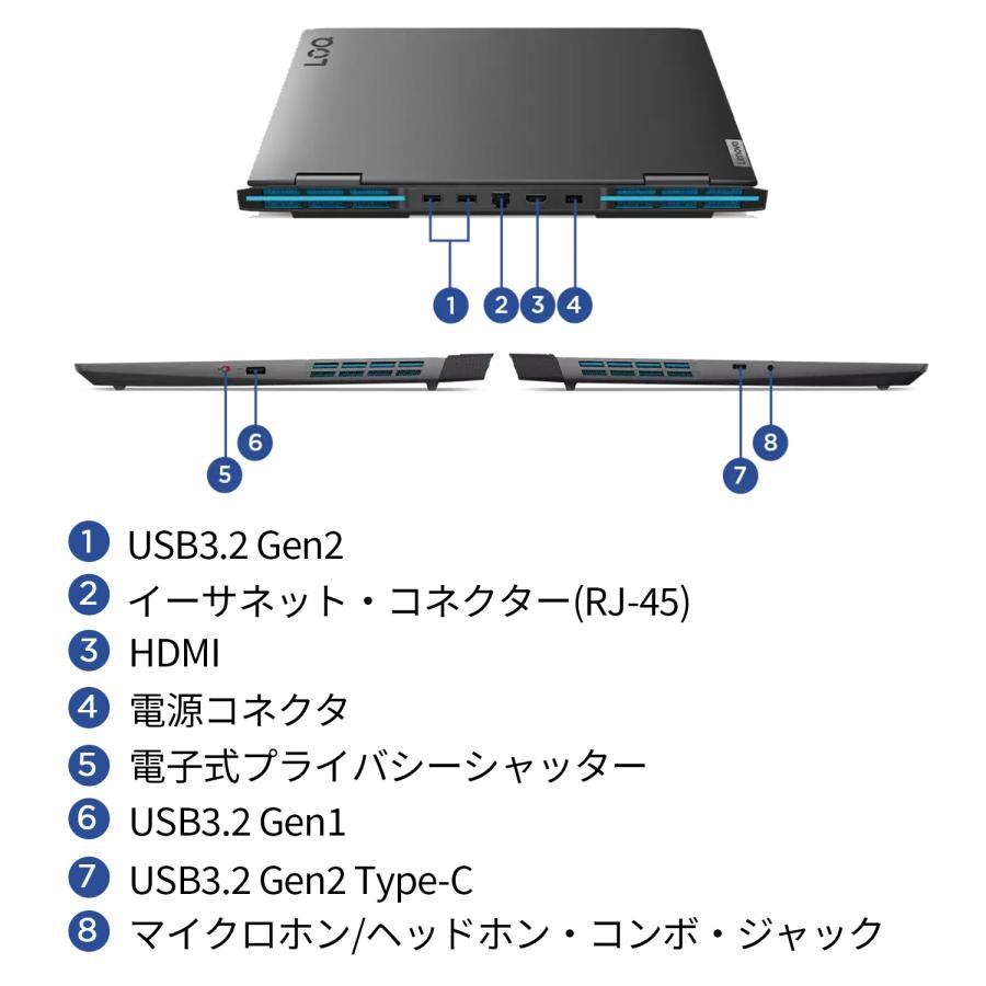 ★1 Lenovo ノートパソコン Lenovo LOQ 16IRH8：Core i7-13620H 16型 WUXGA液晶 16GBメモリー 512GB SSD GeForce RTX 4060 Officeなし Windows11｜lenovo｜07