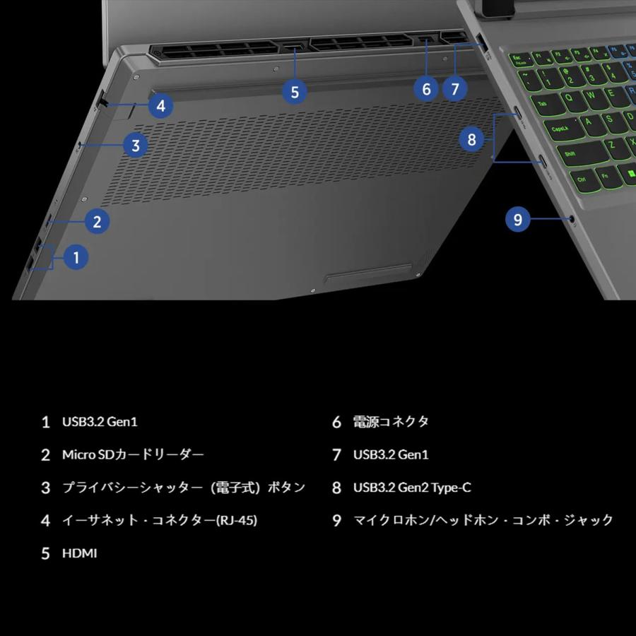 ★1 Lenovo ノートパソコン Legion 5i Gen 9:Core i7-14650HX搭載 16型 WQXGA IPS液晶 16GBメモリー 1TB SSD GeForce RTX 4060 Officeなし Windows11 グレー｜lenovo｜07