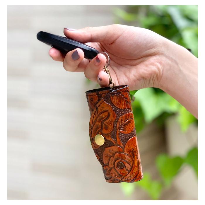 キーケース 4連 本革 アンティークバラ レディース スマートキー キーケース 4連 本革 アンティークバラ レディース スマートキー