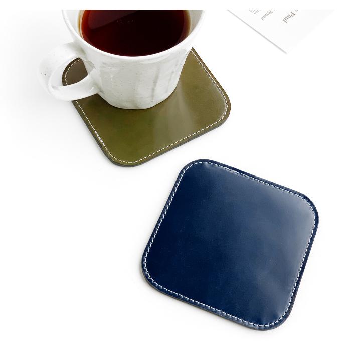 コースター 4枚セット 本革 コードバン テーブルウェア カフェ