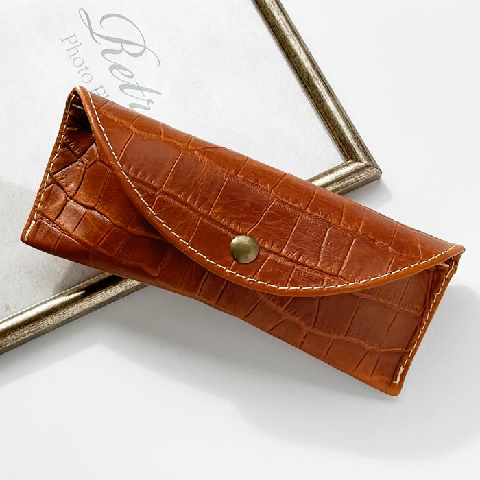 メガネケース 本革 クロコダイル 眼鏡ケース 革 牛革 レザー めがね