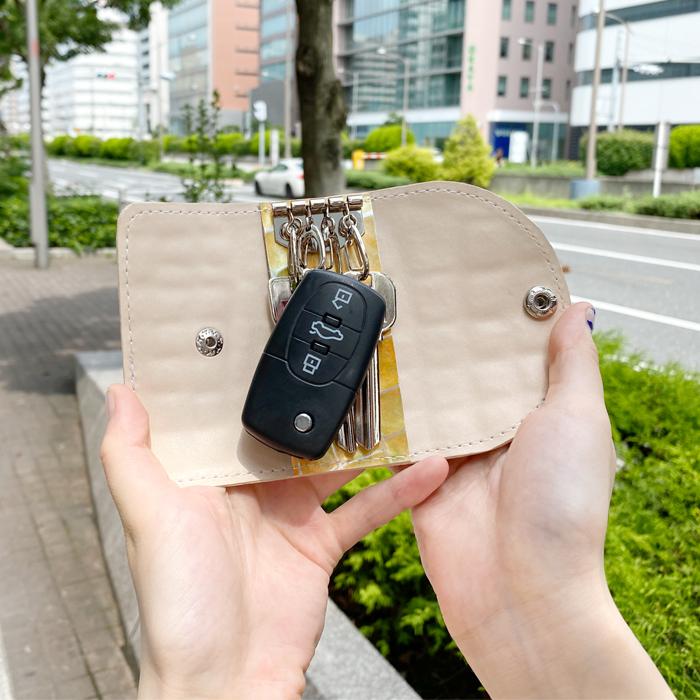 キーケース 4連 本革 ジャパニーズアート レディース スマートキー 三