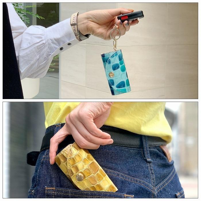 キーケース 4連 本革 上品なステンドグラス レディース スマート