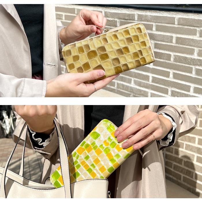 財布 長財布 メンズ レディース 上品なステンドグラス 本革