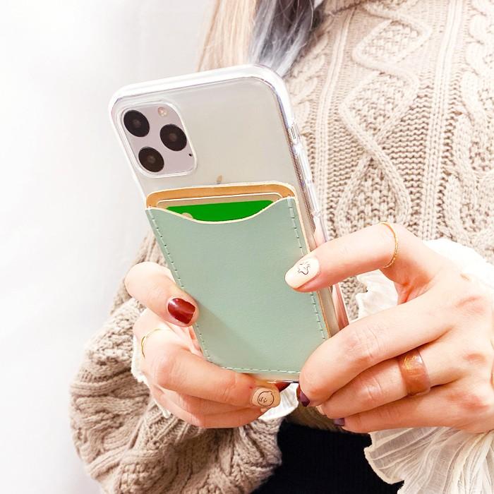 カードポケット 背面収納 レザー カード入れ スマホケース
