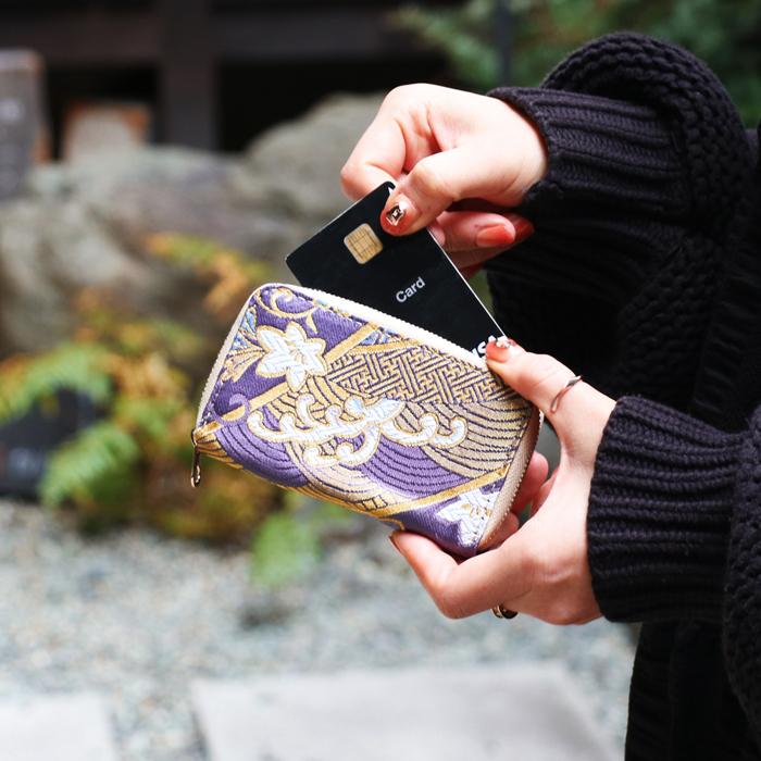 西陣織 着物 竹 コインケース 小銭入れ 上品 レディース 女性 ミニ財布