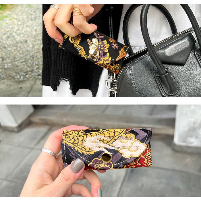 キーケース 4連 西陣織 月影 レディース スマートキー 三つ折り 鍵入れ